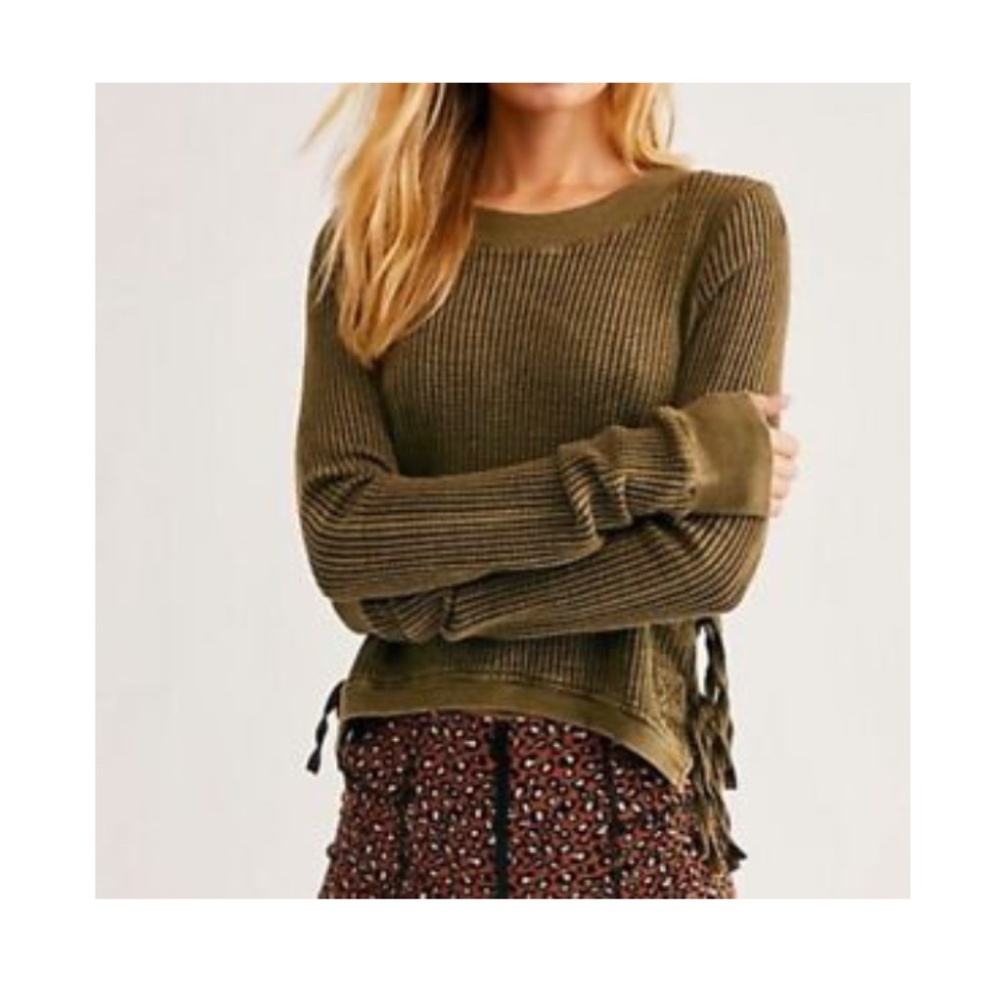 Free People Waffle Tie Shirt